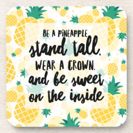 パイナップルプラスチックのコースターとコルクバック – 6セット コースター