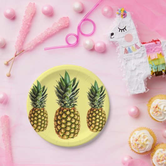 パイナップルプリント使い捨て紙パーティープレート ペーパープレート (パーティー)