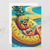 パイナップルプールパーティの招待状 招待状 (正面/裏面)