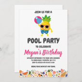 パイナップルプールパーティの招待状 招待状 (正面/裏面)