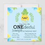 パイナップルミスター·ワンダーフル·ファースト誕生日 マグネット招待状 (正面)