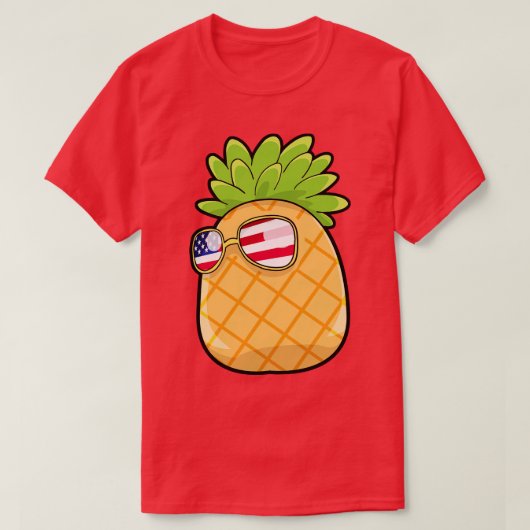 パイナップルメガネUSA国旗 Tシャツ (デザイン正面)