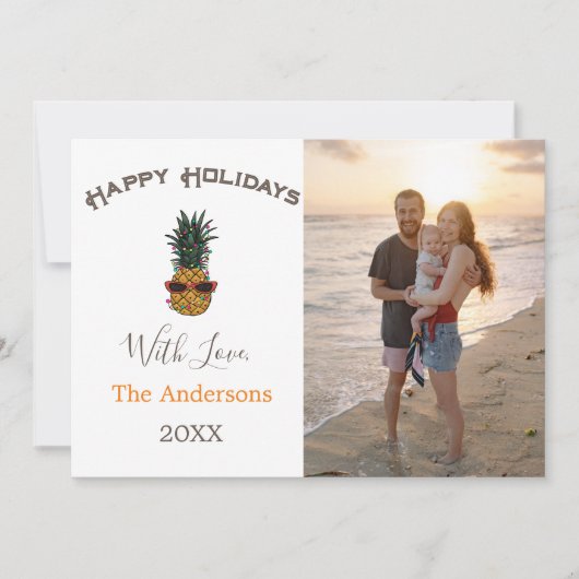 パイナップルメリークリスマスビーチ写真 シーズンカード (正面)