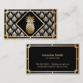 パイナップルモダンな黒及び食料調達する金ゴールドのイベント 名刺 (正面/裏面)