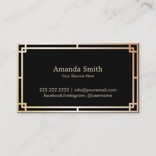 パイナップルモダンな黒及び食料調達する金ゴールドのイベント 名刺 (裏面)