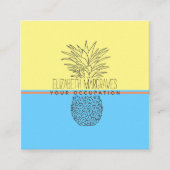 パイナップルモダンイラストレーションイエローとブルー スクエア名刺 (正面)