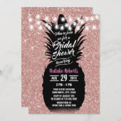 パイナップルモダンバラ金ゴールドルアウ(ハワイ式宴会)ブライダルシャワー 招待状 (正面/裏面)