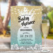 パイナップルモダン金ゴールドティール（緑がかった色）熱帯赤ちゃんシャワー 招待状