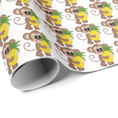 パイナップルモンキータイル張り紙 ラッピングペーパー (ロールコーナー)