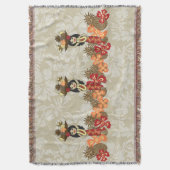 パイナップルルアウ(ハワイ式宴会)のハワイのフラ女の子のブランケット スローブランケット (正面縦)