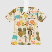 パイナップルルアウ（ハワイ式宴会）ハワイアンフラガールアロハシャツ オーナメント (正面)