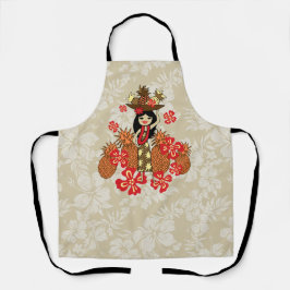 パイナップルルアウ（ハワイ式宴会）ハワイアンフラガールレッド エプロン