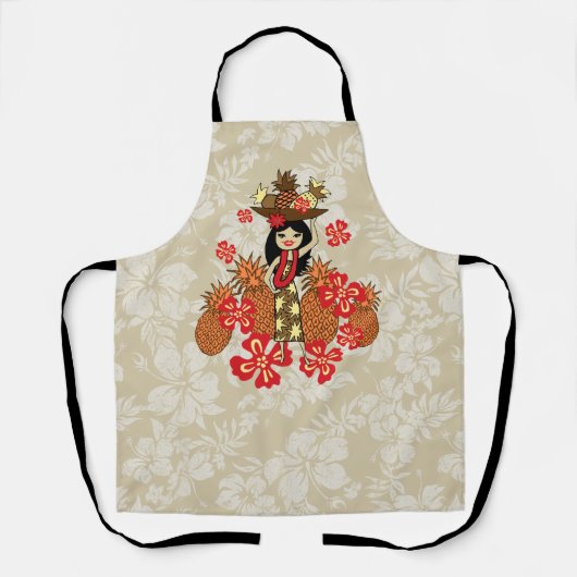 パイナップルルアウ（ハワイ式宴会）ハワイアンフラガールレッド エプロン (正面)