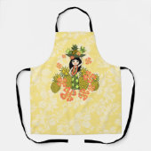 パイナップルルアウ(ハワイ式宴会)ハワイアンフラガールレモンイエロー エプロン (正面)