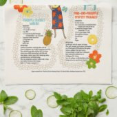 パイナップルルアウ(ハワイ式宴会)ハワイアンフラガールヴィンテージレシピ キッチンタオル (折り畳み)