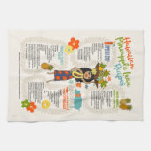 パイナップルルアウ(ハワイ式宴会)ハワイアンフラガールヴィンテージレシピ キッチンタオル (横)