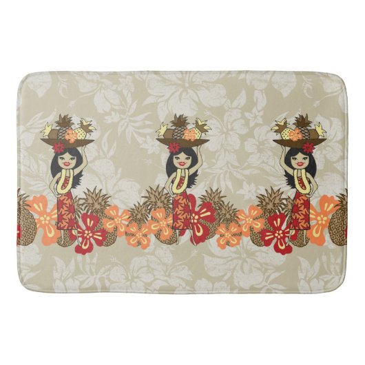 パイナップルルアウ(ハワイ式宴会)ハワイアンフラガール バスマット (正面)