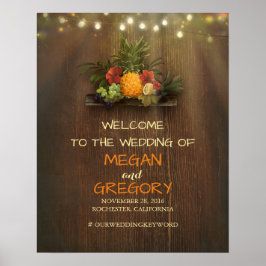 パイナップルルアウ（ハワイ式宴会）ビーチライト結婚ズのウェルカムサイン ポスター
