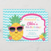 パイナップルルアウ(ハワイ式宴会)誕生日パーティーへの招待 招待状 (正面/裏面)