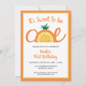 パイナップルレインボー、1歳の誕生日に甘い 招待状 (正面)