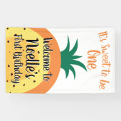 パイナップルレインボー、1歳の誕生日に甘い 横断幕 (横)