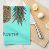 パイナップルレトロビーガン及びベジタリアンヴィンテージ果実 キッチンタオル (四つ折り)