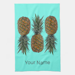 パイナップルレトロビーガン及びベジタリアンヴィンテージ果実 キッチンタオル