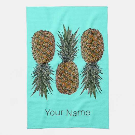 パイナップルレトロビーガン及びベジタリアンヴィンテージ果実 キッチンタオル (縦)
