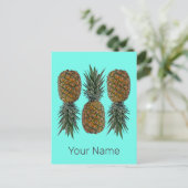 パイナップルレトロビーガン及びベジタリアンヴィンテージ果実 シーズンポストカード (スタンド正面)