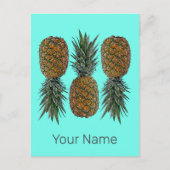 パイナップルレトロビーガン及びベジタリアンヴィンテージ果実 シーズンポストカード (正面)