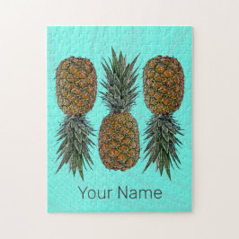 パイナップルレトロビーガン及びベジタリアンヴィンテージ果実 ジグソーパズル