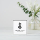 パイナップルロゴミニマルエレガントリストブラックフレーム スクエア名刺 (スタンド正面)