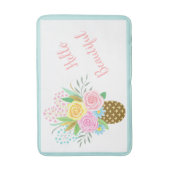 パイナップルローズブーケハロービューティフルピンクイエロー バスマット (正面縦)