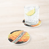 パイナップルヴィンテージ果実輪状ラベル コースター (側面)