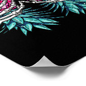 パイナップル乳房を逆さまに持つスケルトンハンド ポスター (角)