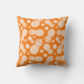 パイナップル写実的な花の熱帯オレンジ枕 クッション (裏面)