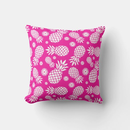 パイナップル写実的な花の熱帯ピンクの枕 クッション (正面)