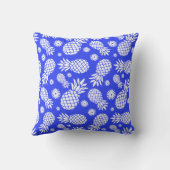 パイナップル写実的な花の熱帯青い枕 クッション (裏面)