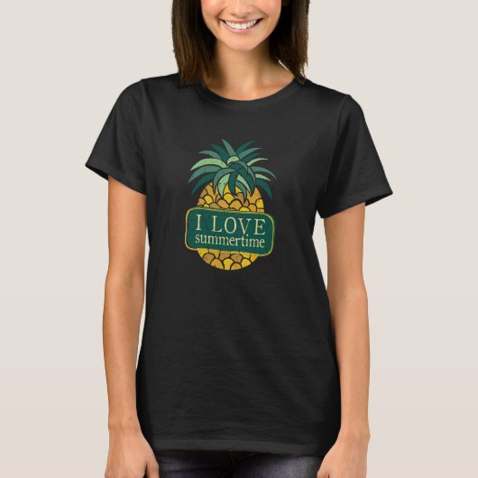 パイナップル夏期ハワイサマー春ガーデン Tシャツ (正面)