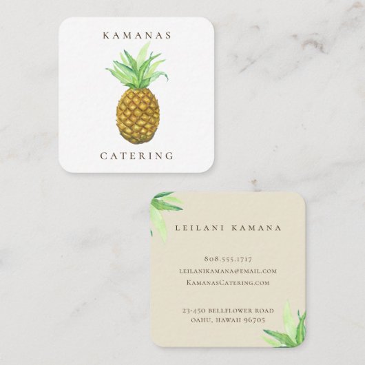 パイナップル島のケイタリングビジネスカード スクエア名刺