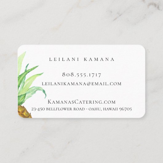 パイナップル島のケータリング 名刺 (裏面)
