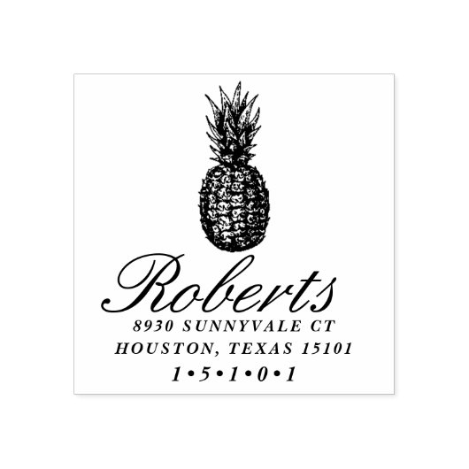 パイナップル差出人住所スタンプ ラバースタンプ (インプリント)