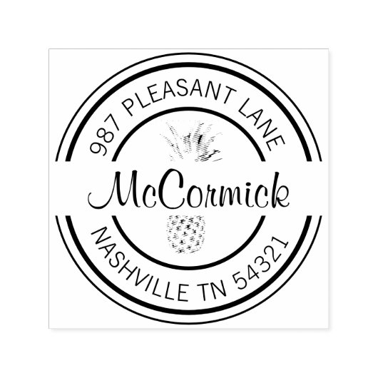 パイナップル差出人住所ラウンドセルフインキングスタンプ セルフインキングスタンプ (デザイン)