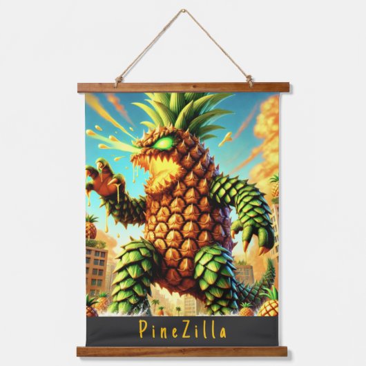パイナップル帝国 – PineZilla 吊り下げ型タペストリー (正面)