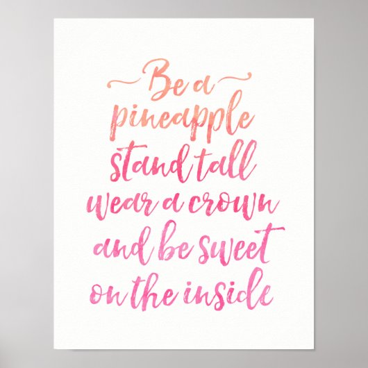 パイナップル引用文ピンクタイポグラフィポスター ポスター (正面)