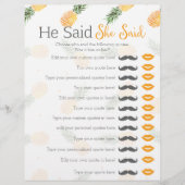 パイナップル彼は彼女はブライダルシャワーゲームを言った (正面)