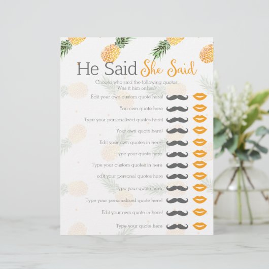 パイナップル彼は彼女はブライダルシャワーゲームを言った (スタンド正面)