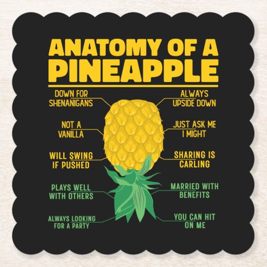 パイナップル愛好家のおもしろい解剖学クール ペーパーコースター (正面)
