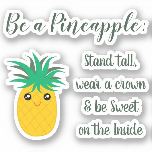 パイナップル感動的引用文ことわざ シール (正面)