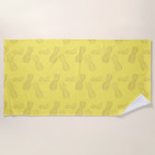 パイナップル手描き輪郭パターン ビーチタオル (正面)